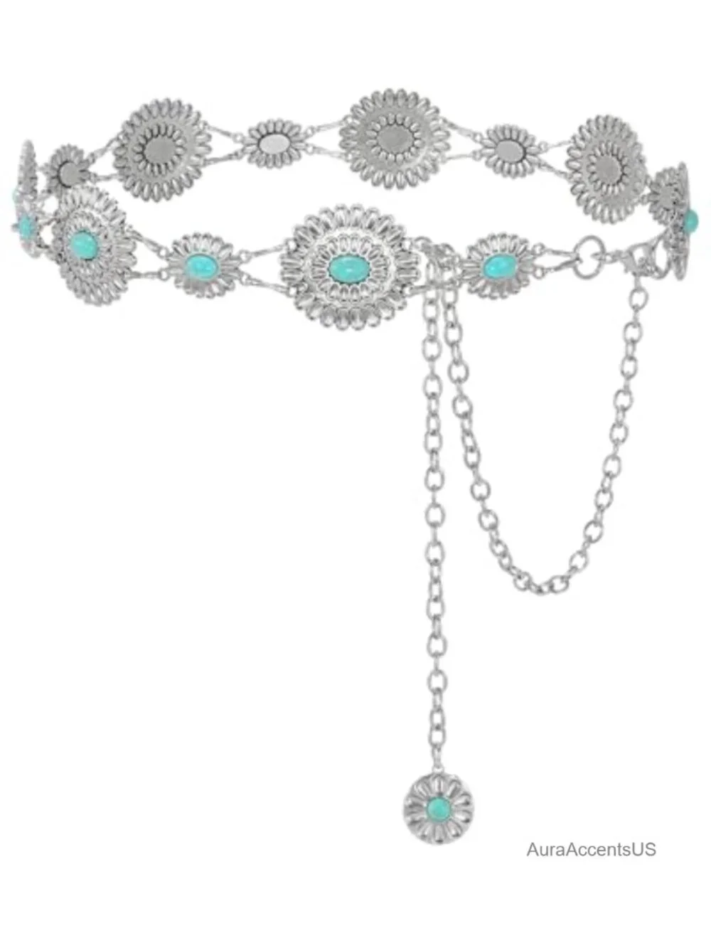 Western Concho Chain Belt Cowgirl Boho Accessory for Women